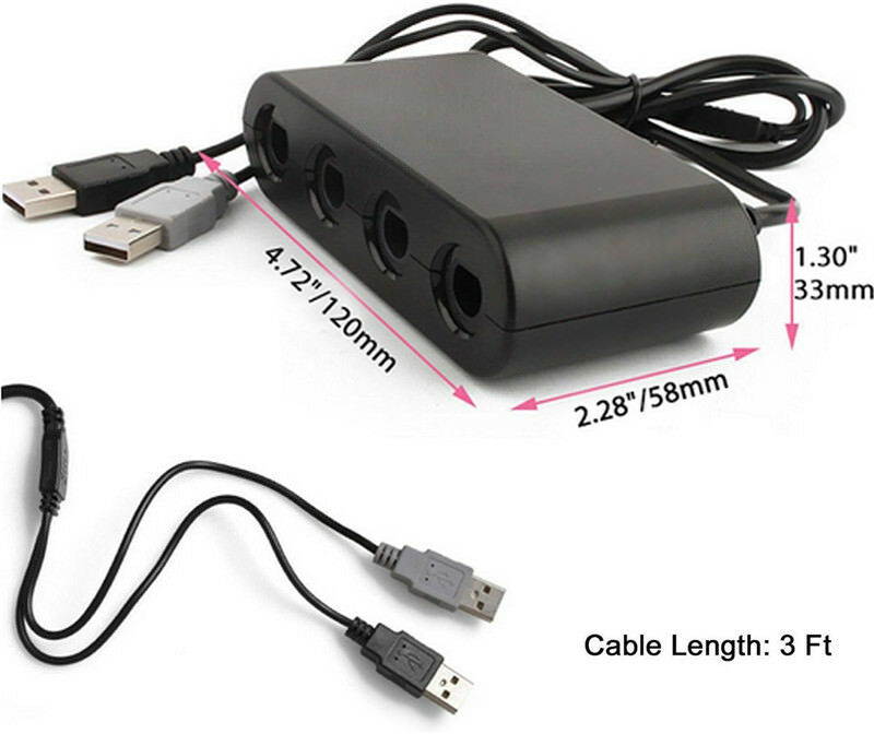 Gamecube Controller Adapter USB For Nintendo Wii U Super Smash Bros. Switch & PC