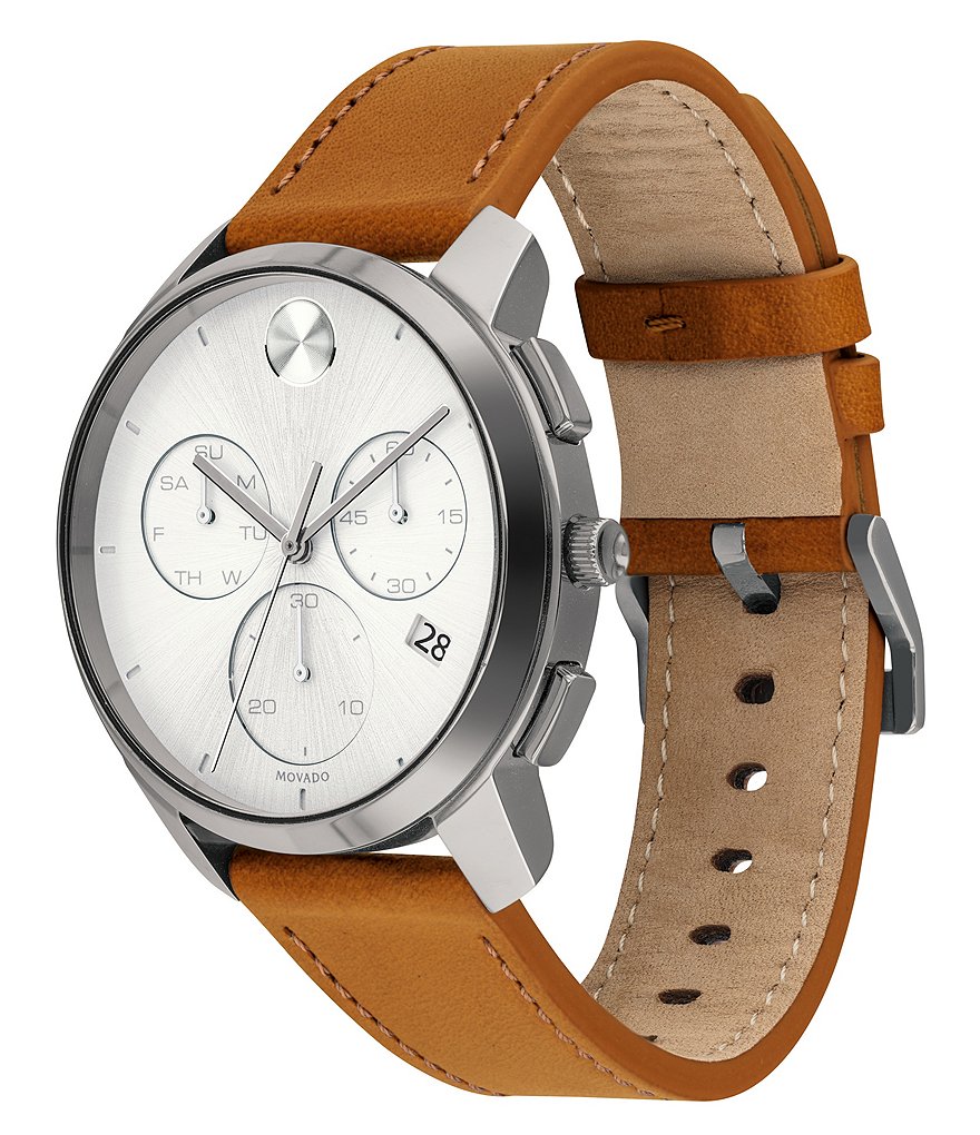 Movado Bold Men's Thin Brown Leather Watch