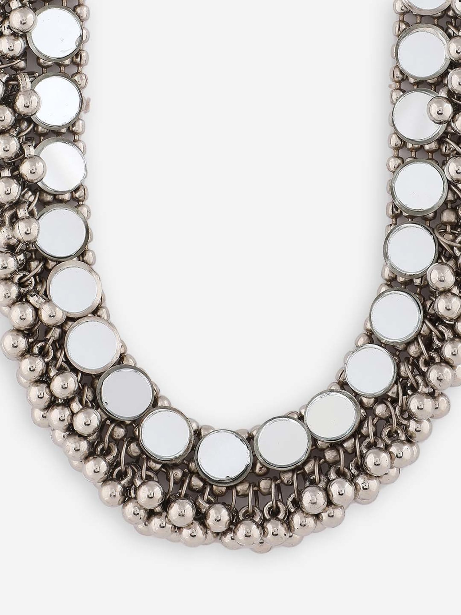 Fida Mirror Work Tribal Silver Necklace