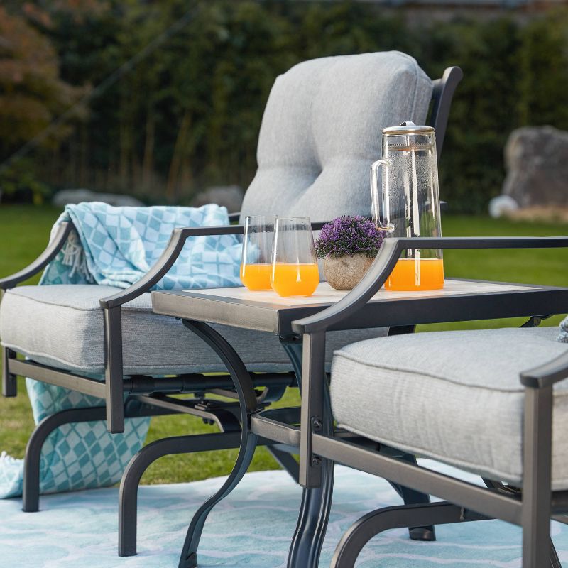 3pc Steel Patio Seating Sets Gray - Lokatse