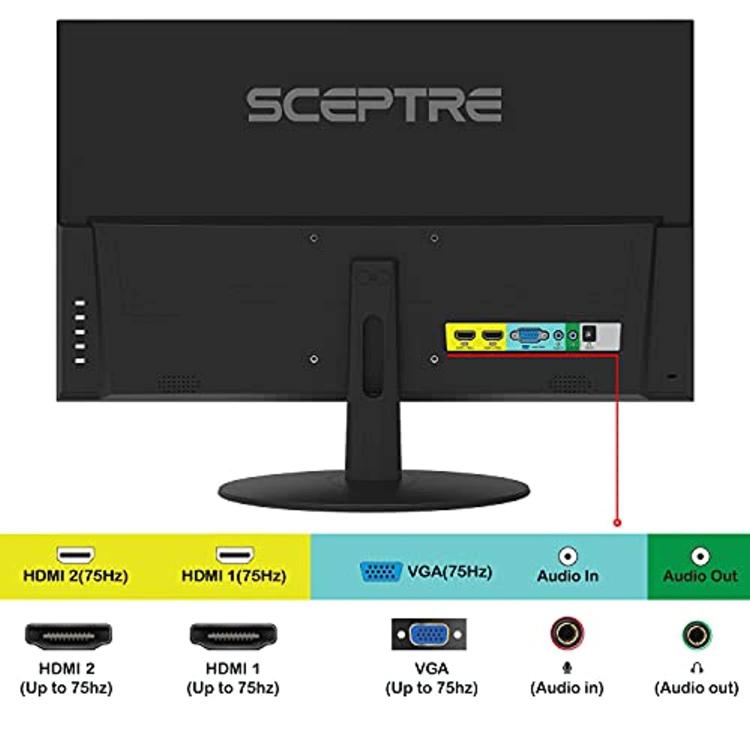 Sceptre IPS 24-Inch Computer LED Monitor 1920x1080 1080p HDMI VGA up to 75Hz 300 Lux Build-in Speakers 2021 Black (E249W-FPT) (E249W-FPT)