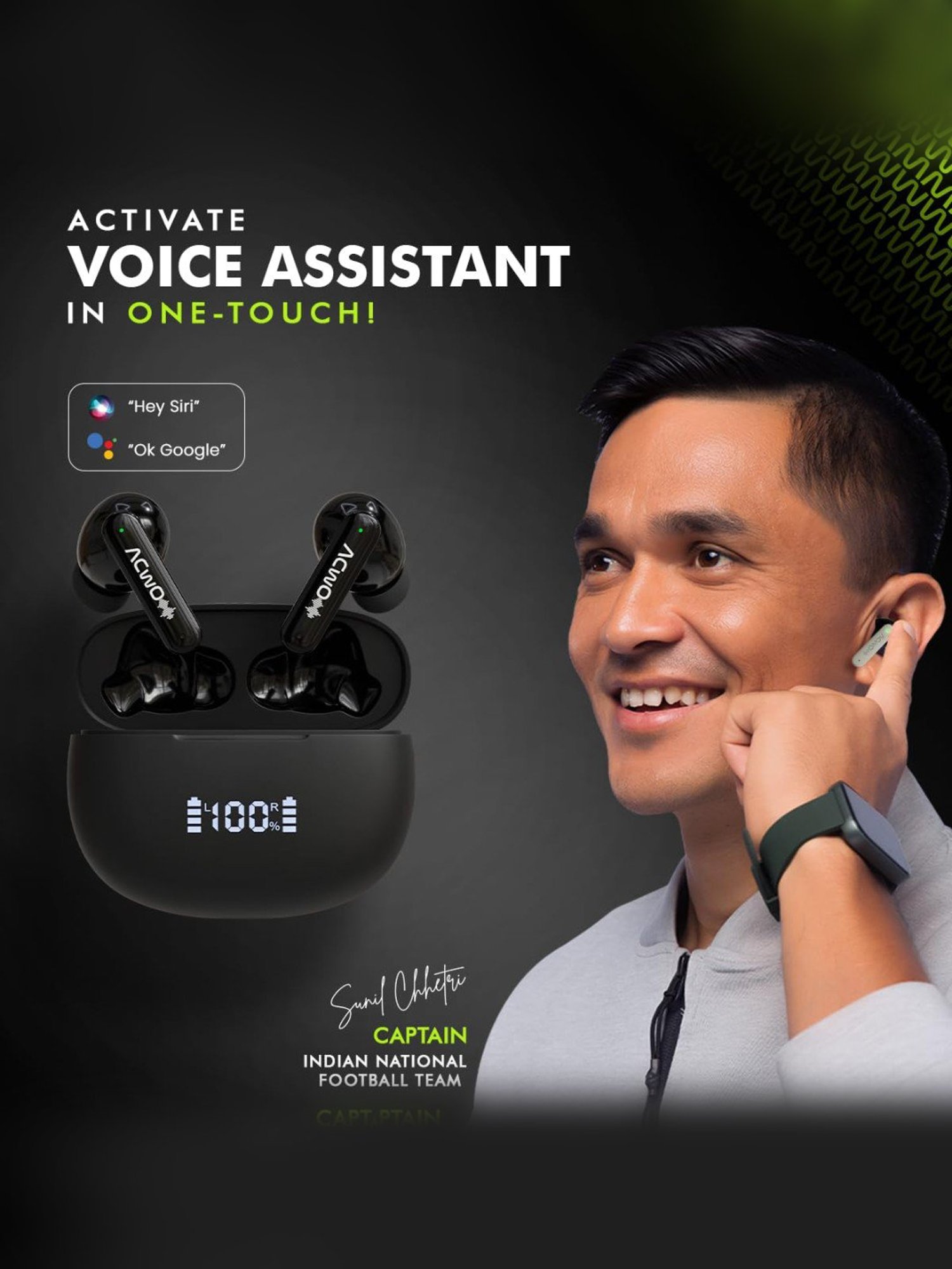 ACwO DwOTS 323 in-Ear BT Earbuds with 48H Playback & ENC Technology (Charcoal Black, True Wireless)