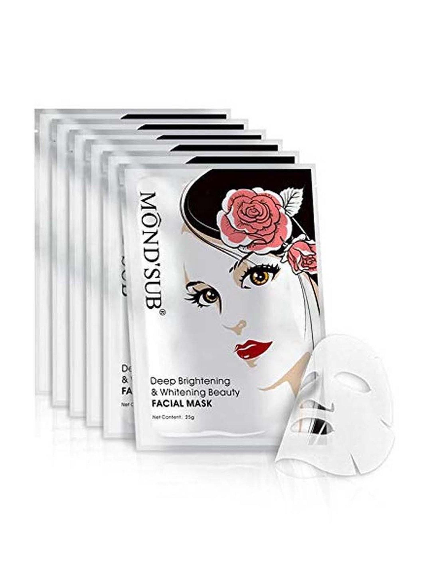 MONDSUB Deep Brightening and Whitening Sheet Masks (Pack of 6) - 25 gm Each