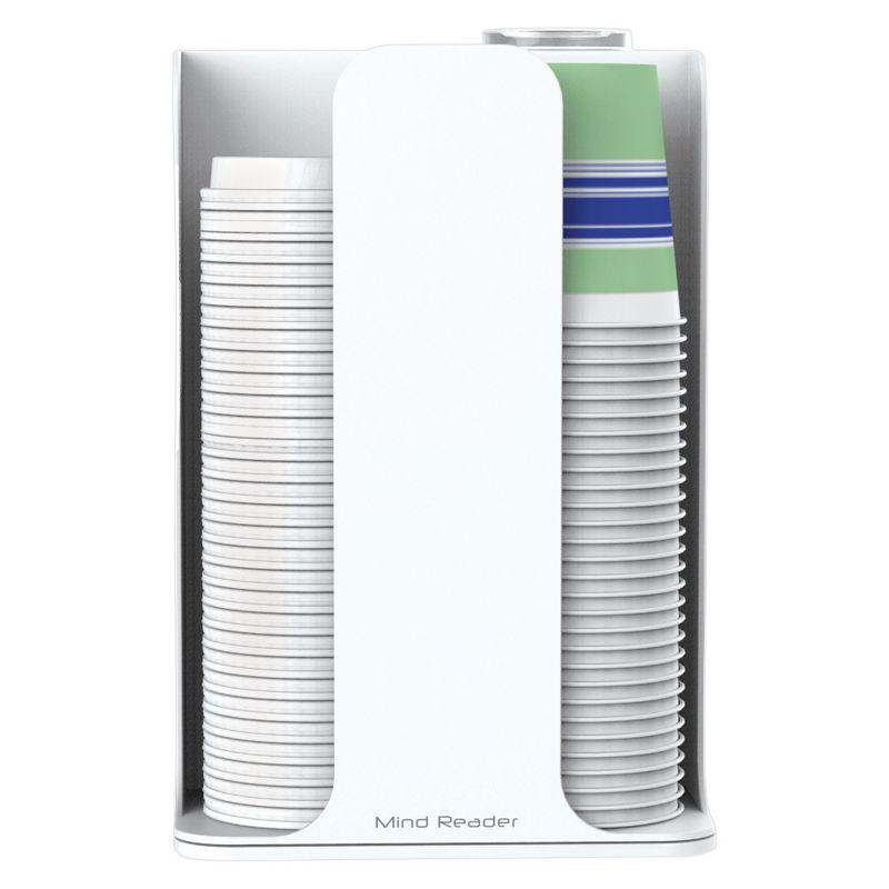 Mind Reader 4 Compartment Cup and Lid Holder Organizer Carousel - White