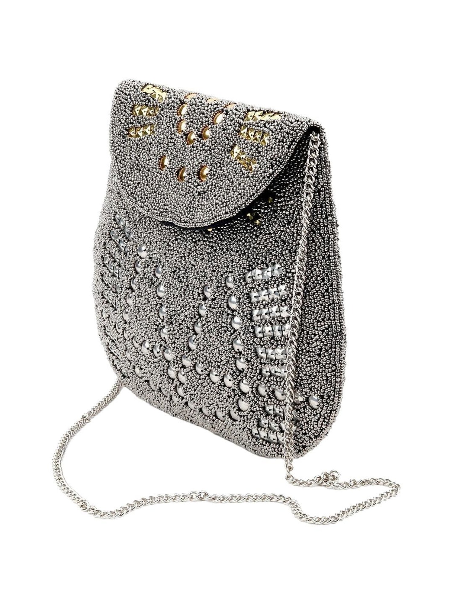 Odette Silver & Gold Embellished Sling Handbag