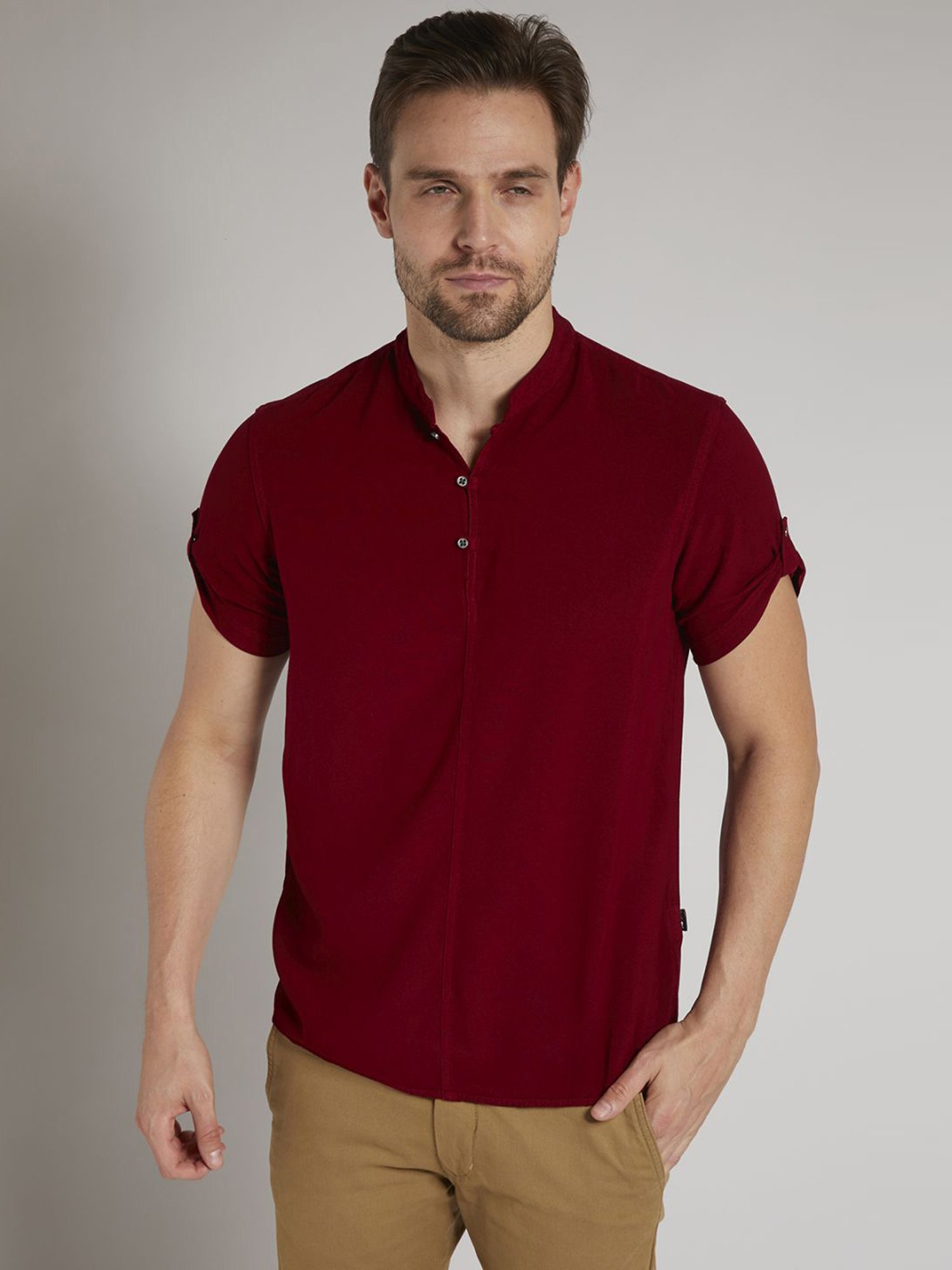 Identiti Maroon Tapered Fit Short Kurta