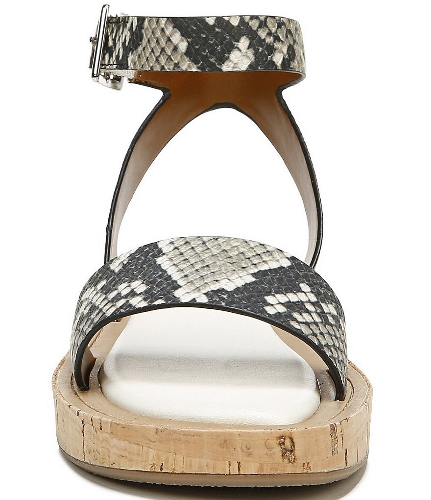 Franco Sarto Eden Snake Print Leather Ankle Strap Sandals