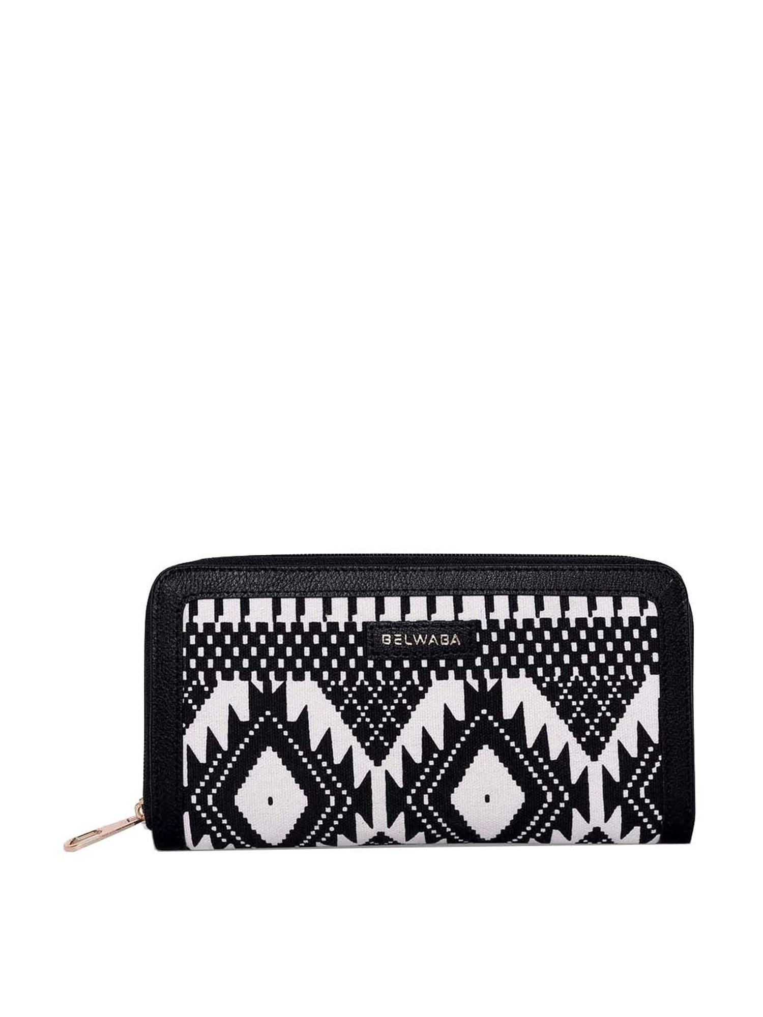 BELWABA Black Printed Zip Around Wallet for Women