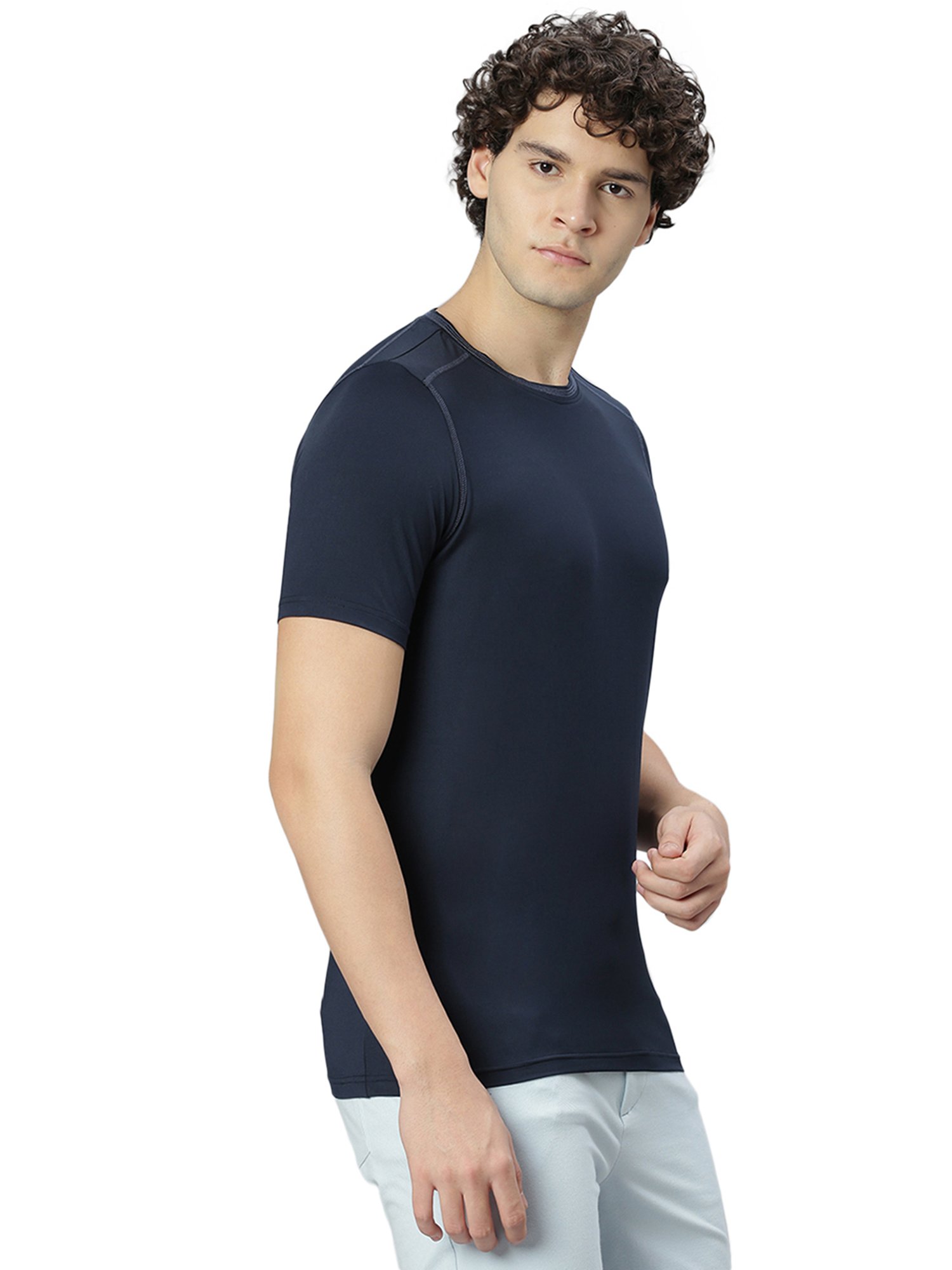 Slowave Navy Regular Fit Crew T-Shirt