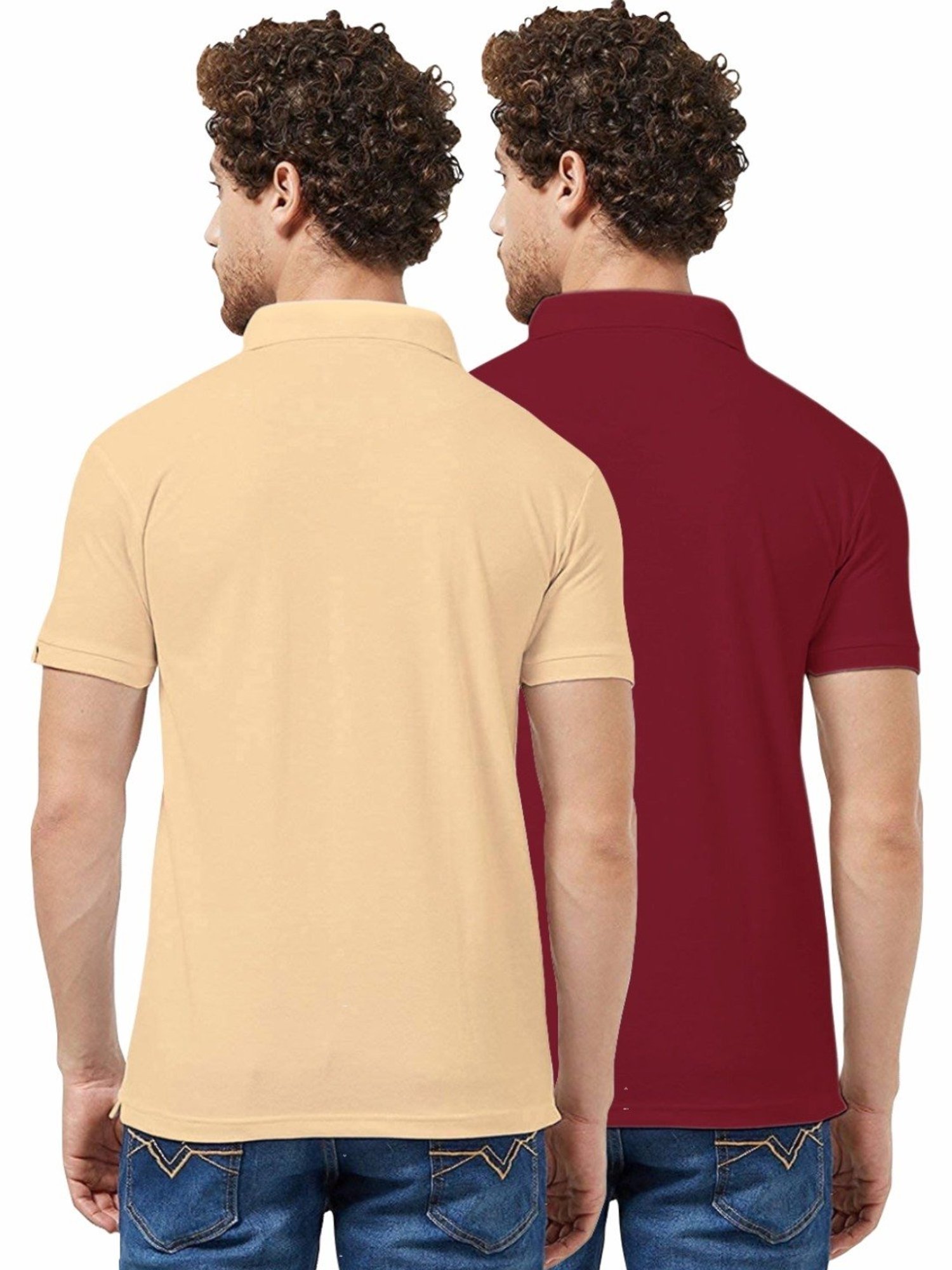 Tab91 Beige & Maroon Regular Fit Printed Polo T-Shirts