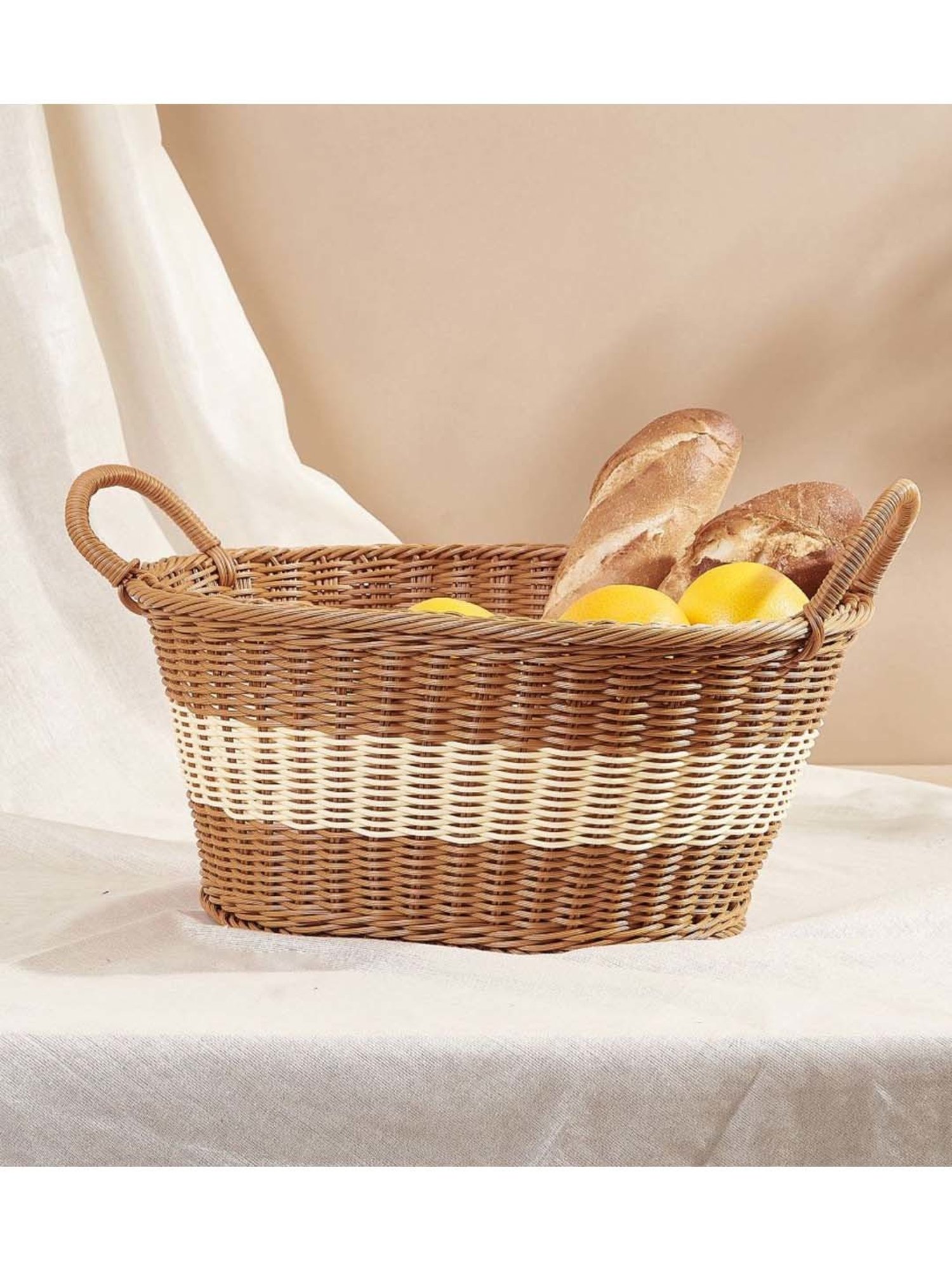 Mason Home Plastic Rattan Brown and White Picnic Basket - Large
