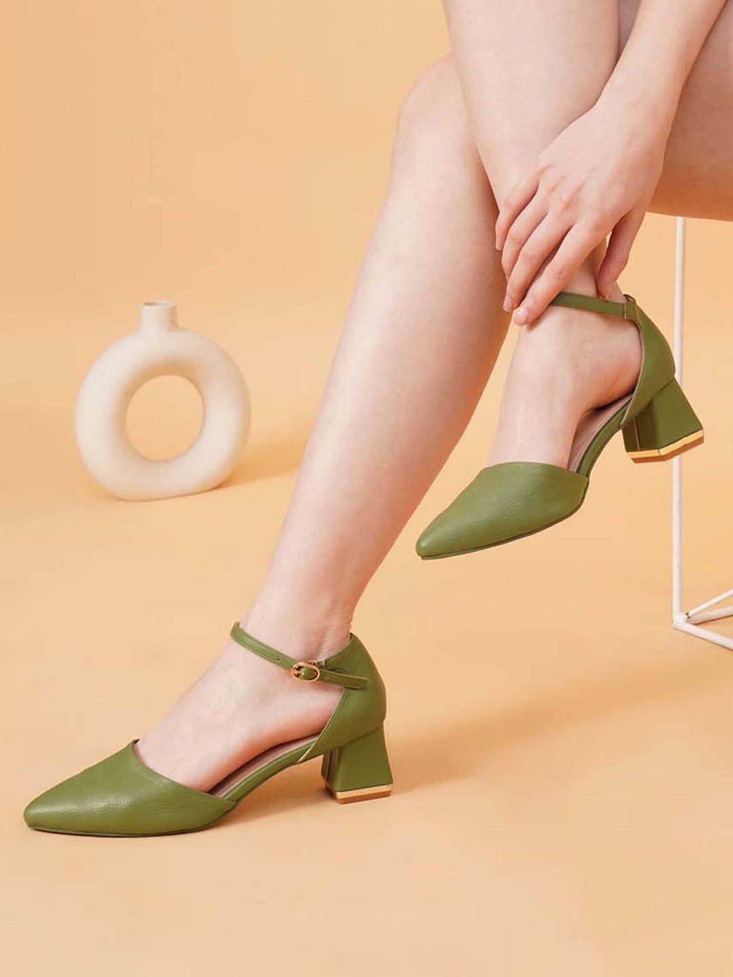 Sherrif Women's Green Ankle Strap Sandals