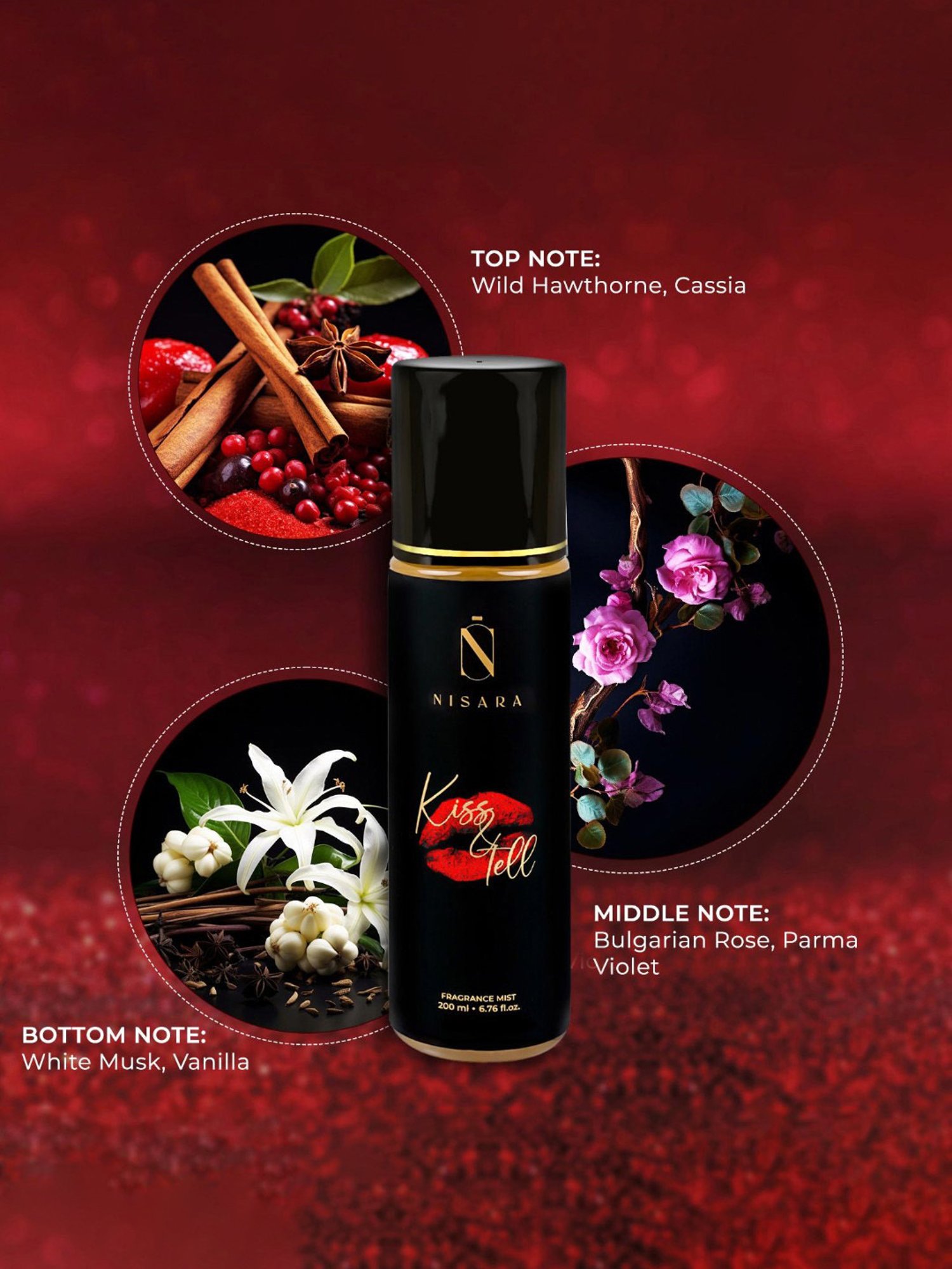 NISARA Kiss & Tell Body Mist for Women - 200 ml