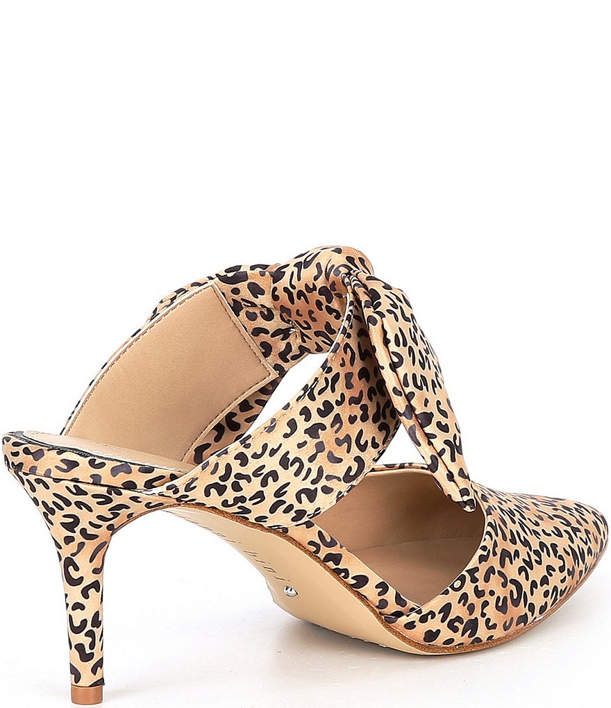 Gianni Bini Raynee Leopard Print Satin Slip-On Dress Mules