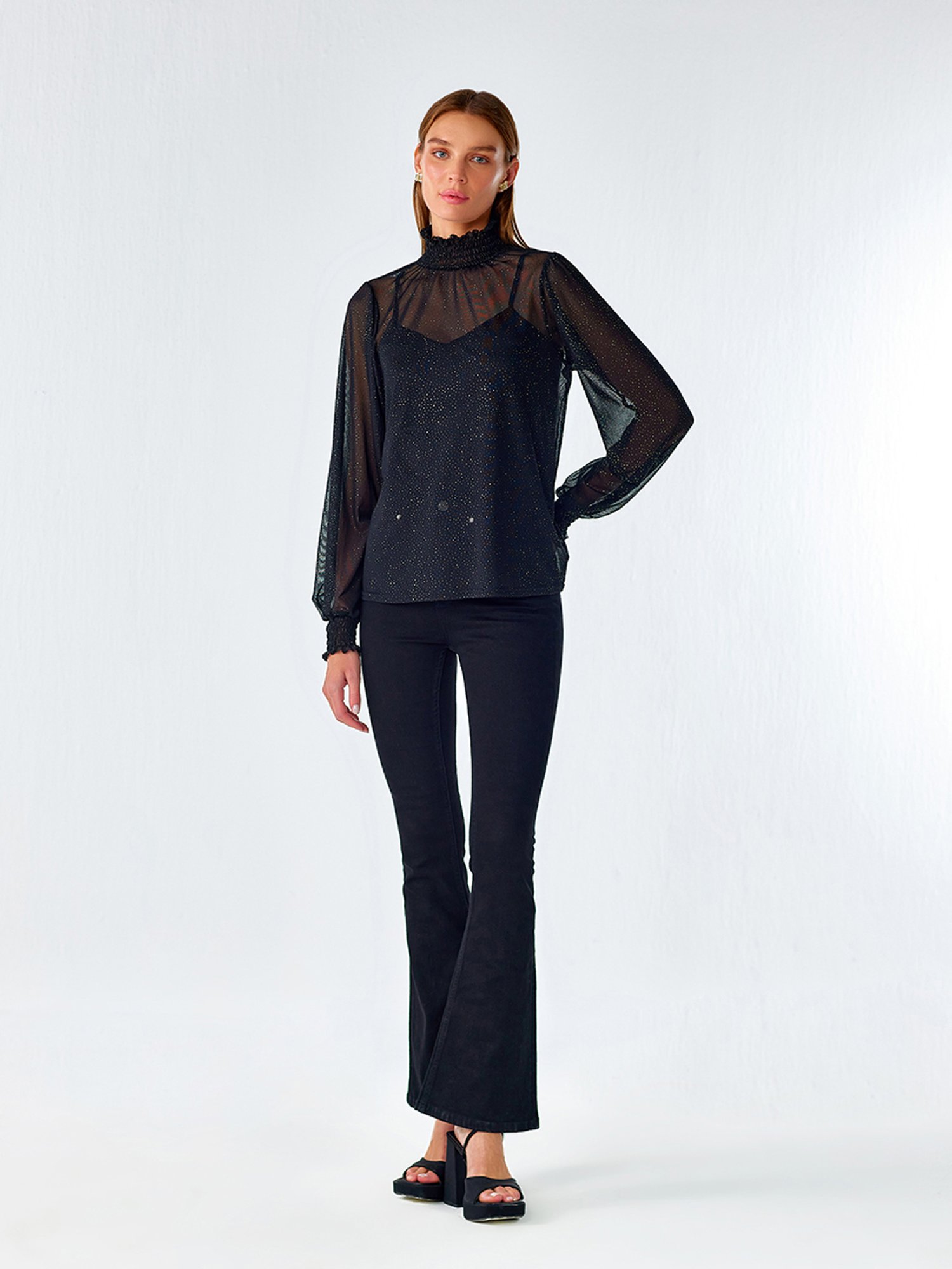 Cover Story Black Textured Top