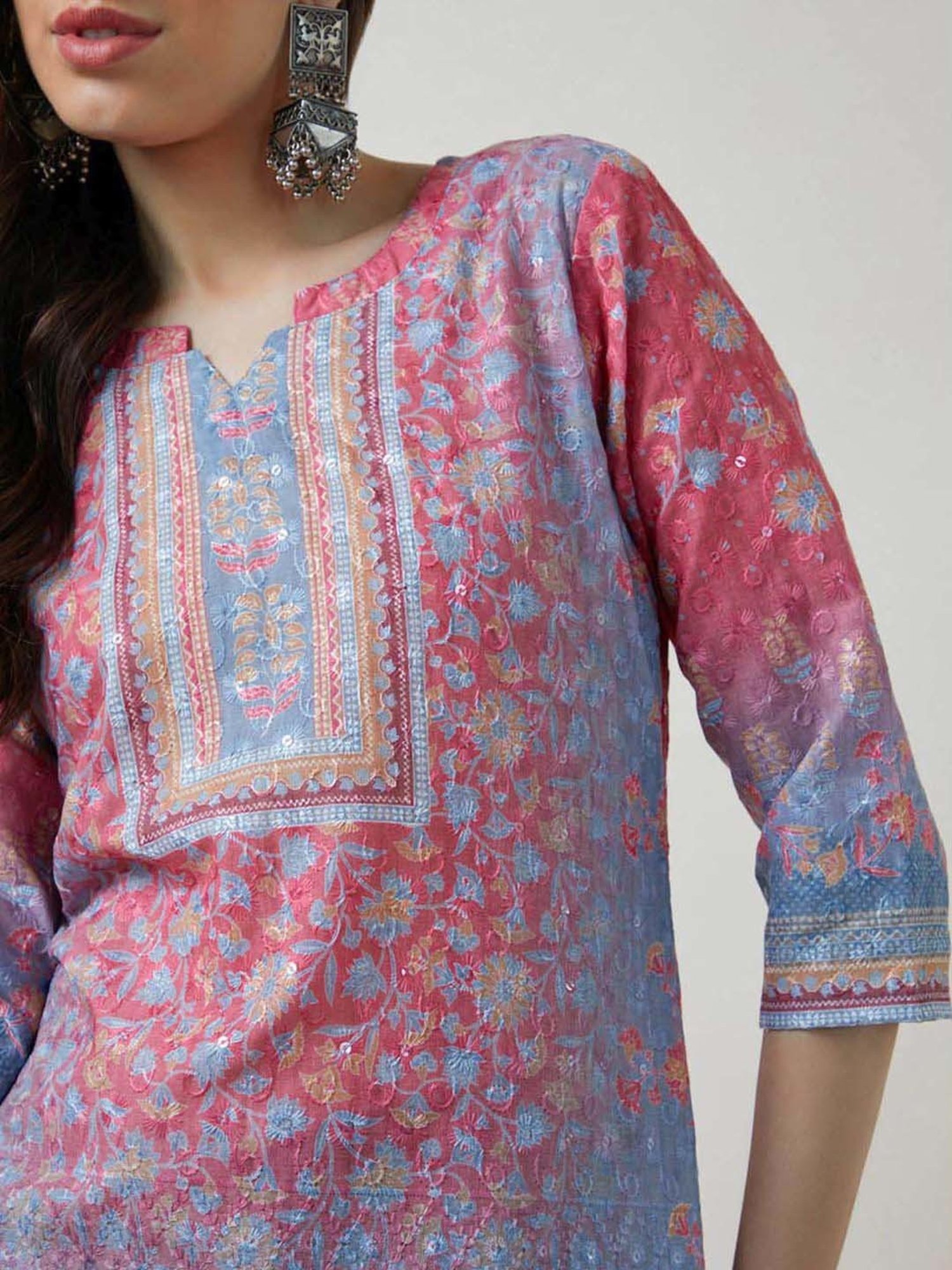 Soch Pink & Blue Embroidered Tunic