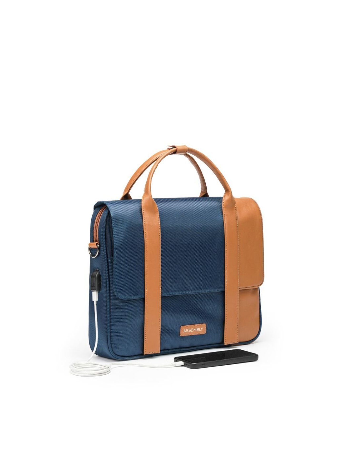 Assembly Blue Medium Laptop Messenger Bag with USB Charging Port