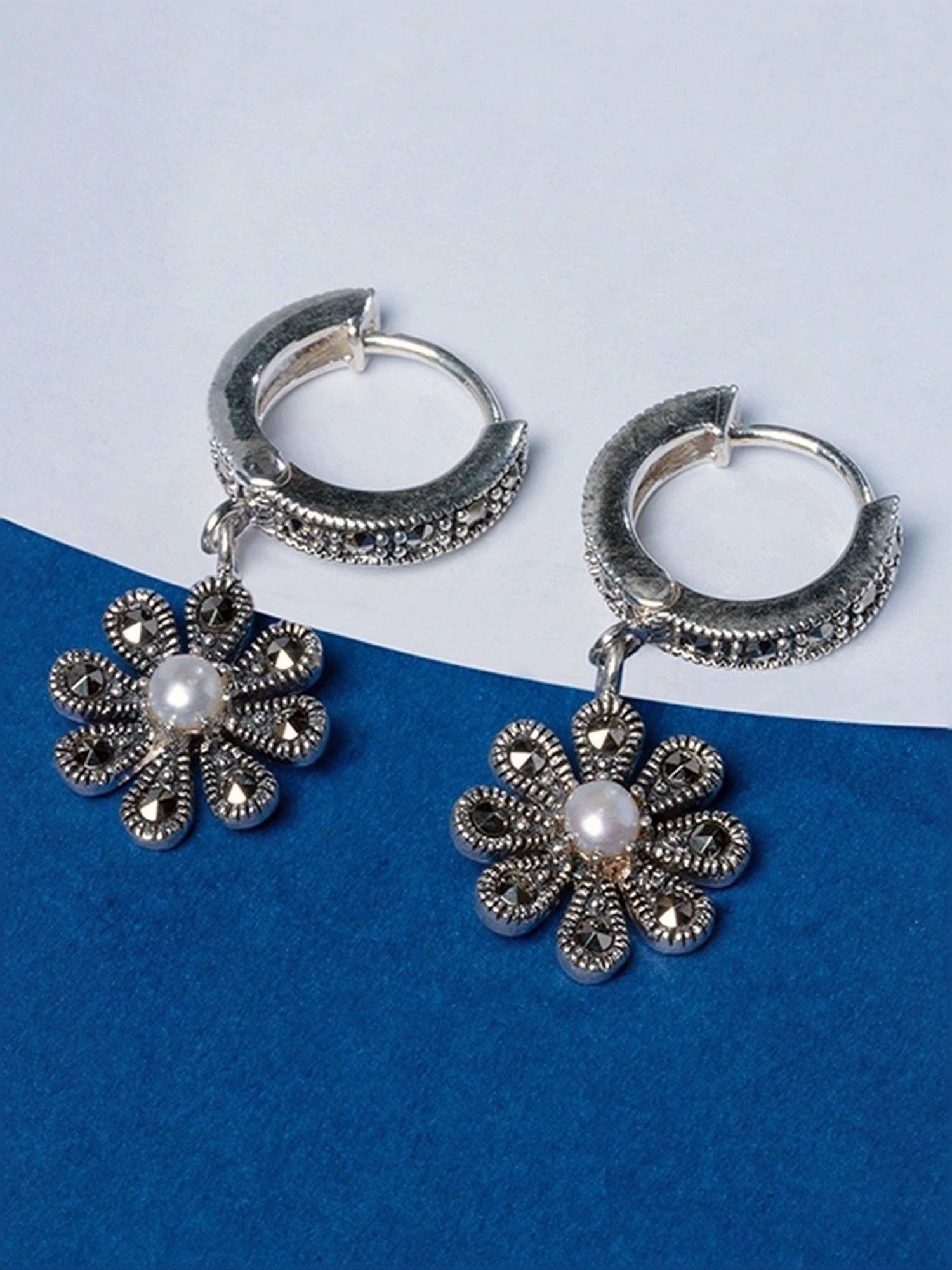 Touch925 Sterling Silver Twist Minimal Hoop Drop Earrings for Women & Girls