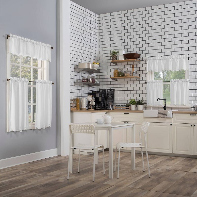 14"x58" Mariela Floral Trim Semi-Sheer Rod Pocket Kitchen Window Valance White - No. 918