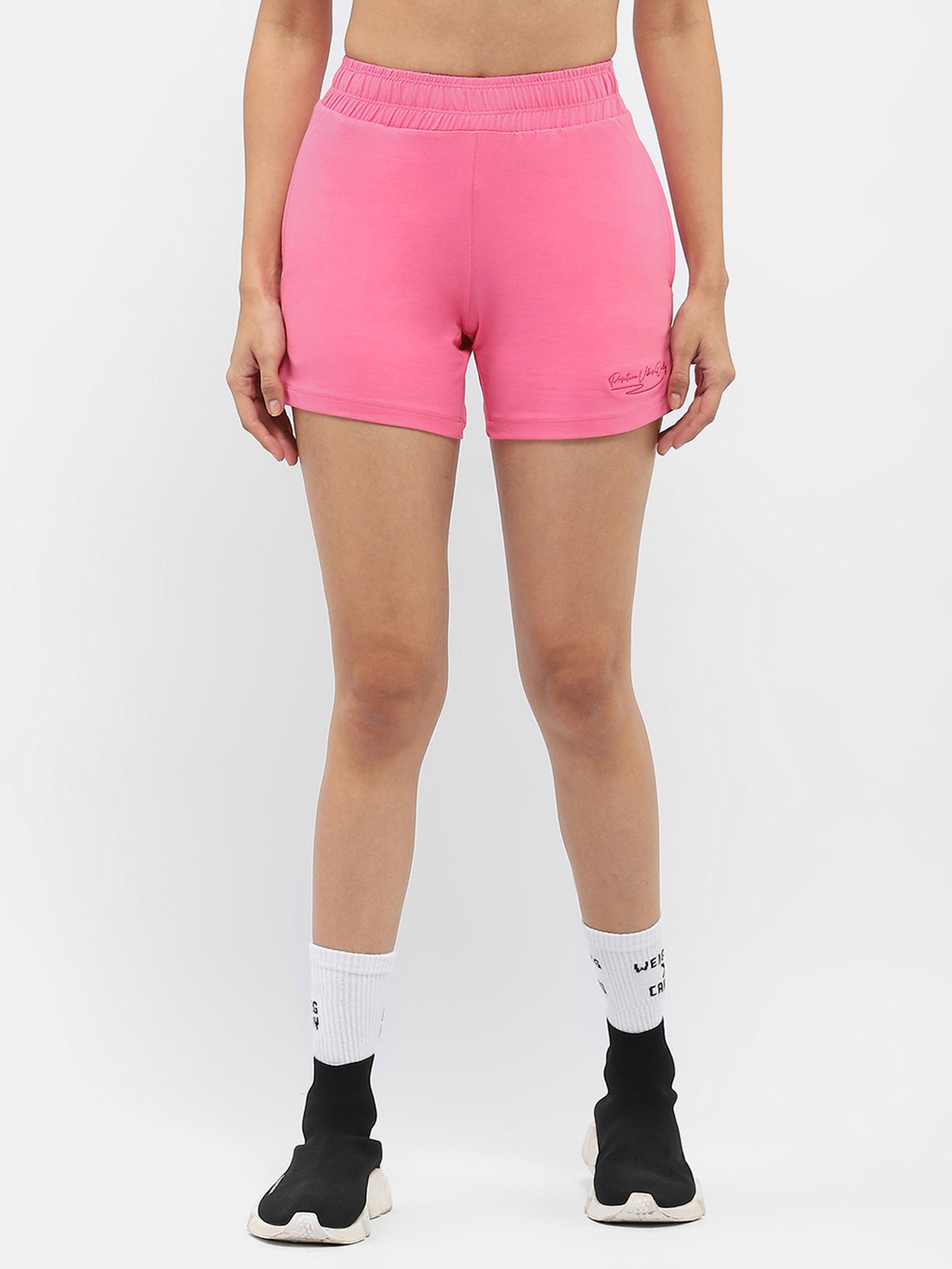 MADAME M Secret Pink Graphic Print Shorts