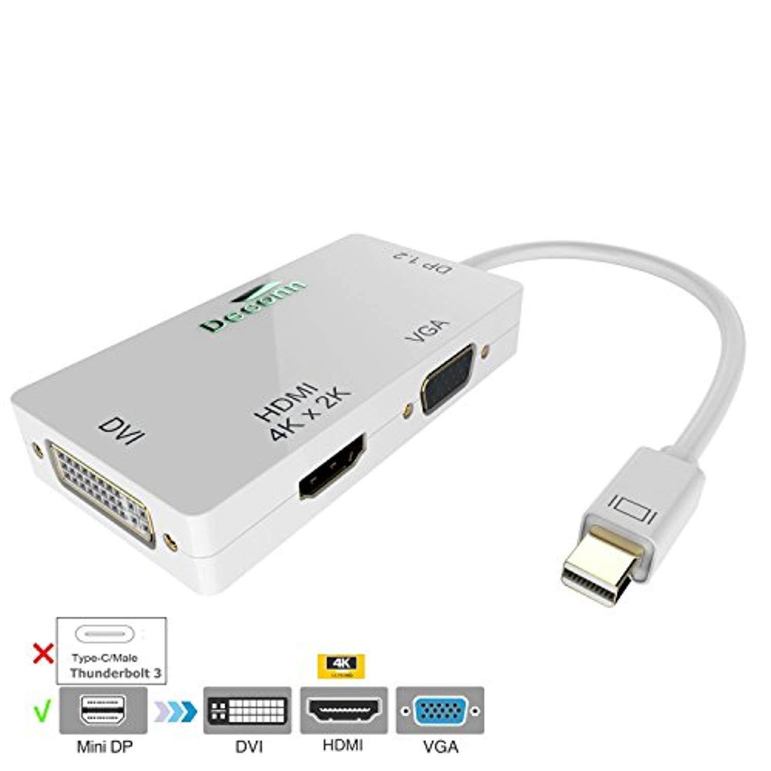 CableDeconn Mini Displayport to Hdmi VGA Dvi Adapter multiport converter 3 in1 multi vga adapter 4K*2K for macbook iMac Surface
