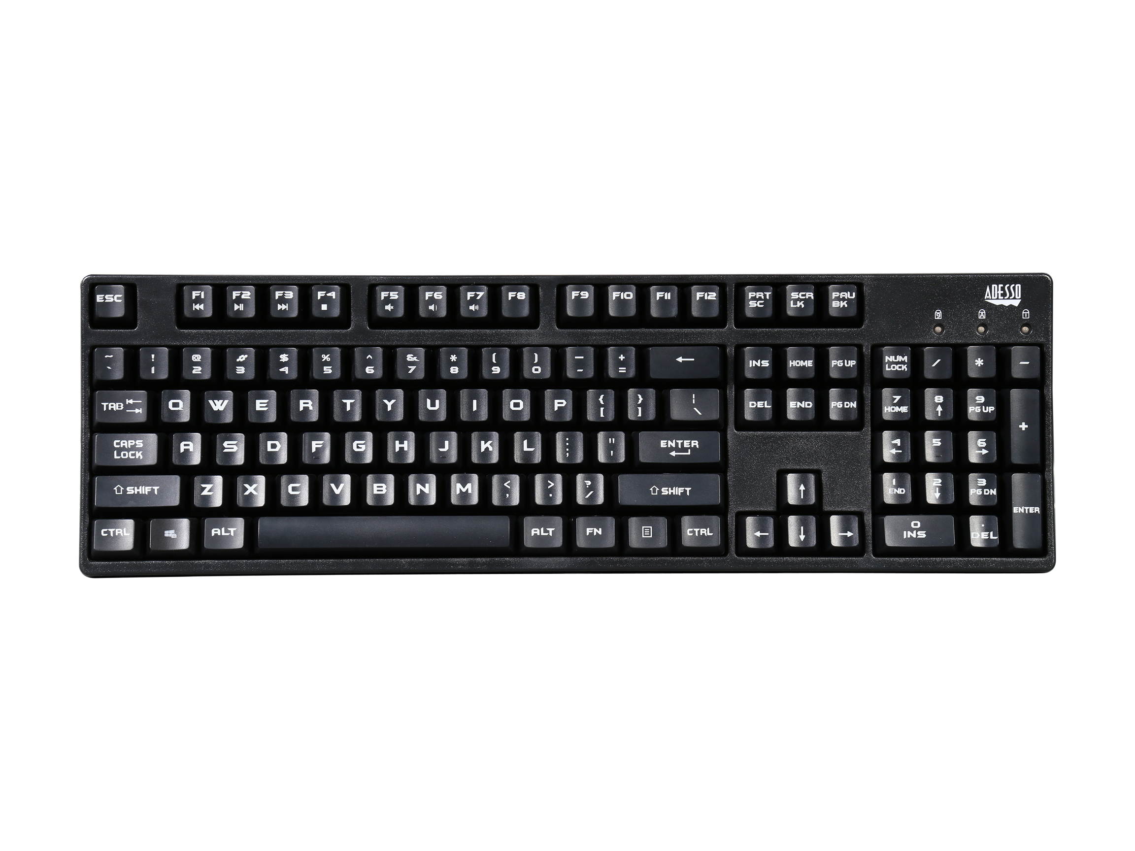 Adesso AKB-635UB EasyTouch full size Mechanical USB POS keyboard, N-key rollover adjustable USB cable, 50 million keystrokes