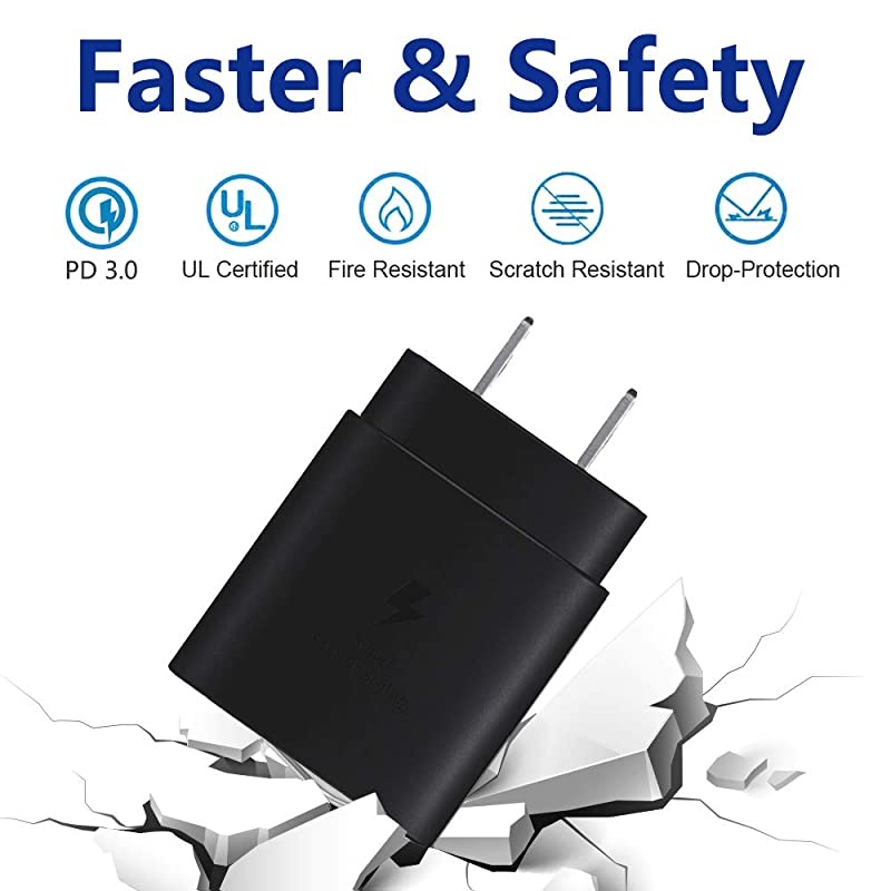 Fast Type C Charger Kit,2-Pack PD 25W Fast Charger and 5-ft USB C to USB C Fast Charging Cable for Samsung Galaxy S21/S21+/S21 Ultra/S20/S20+/S20 Ultra/Note 20/Note 20 Ultra/Note 10/Note10+