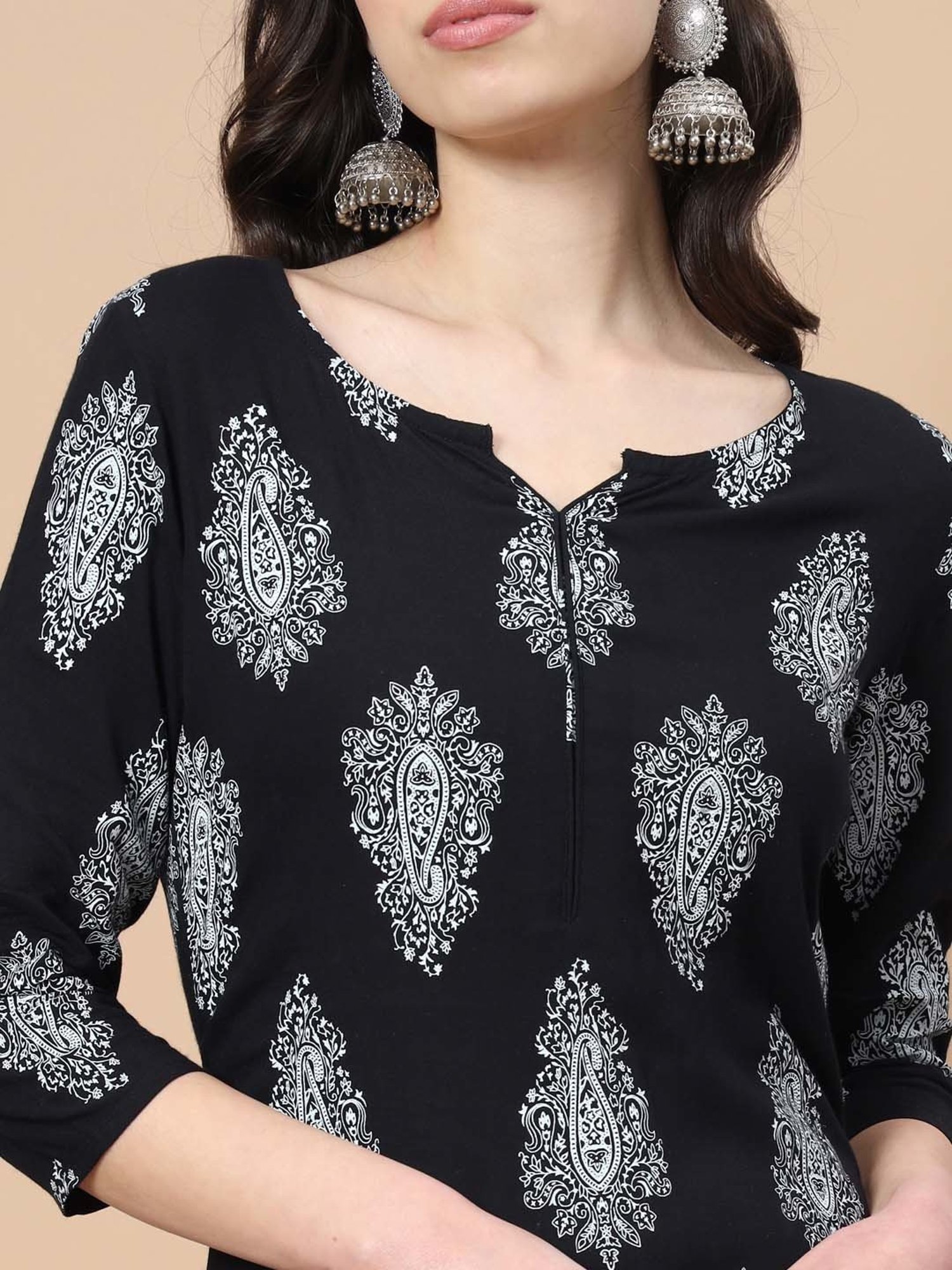 Yufta Black Printed Kurta With Pant & Dupatta