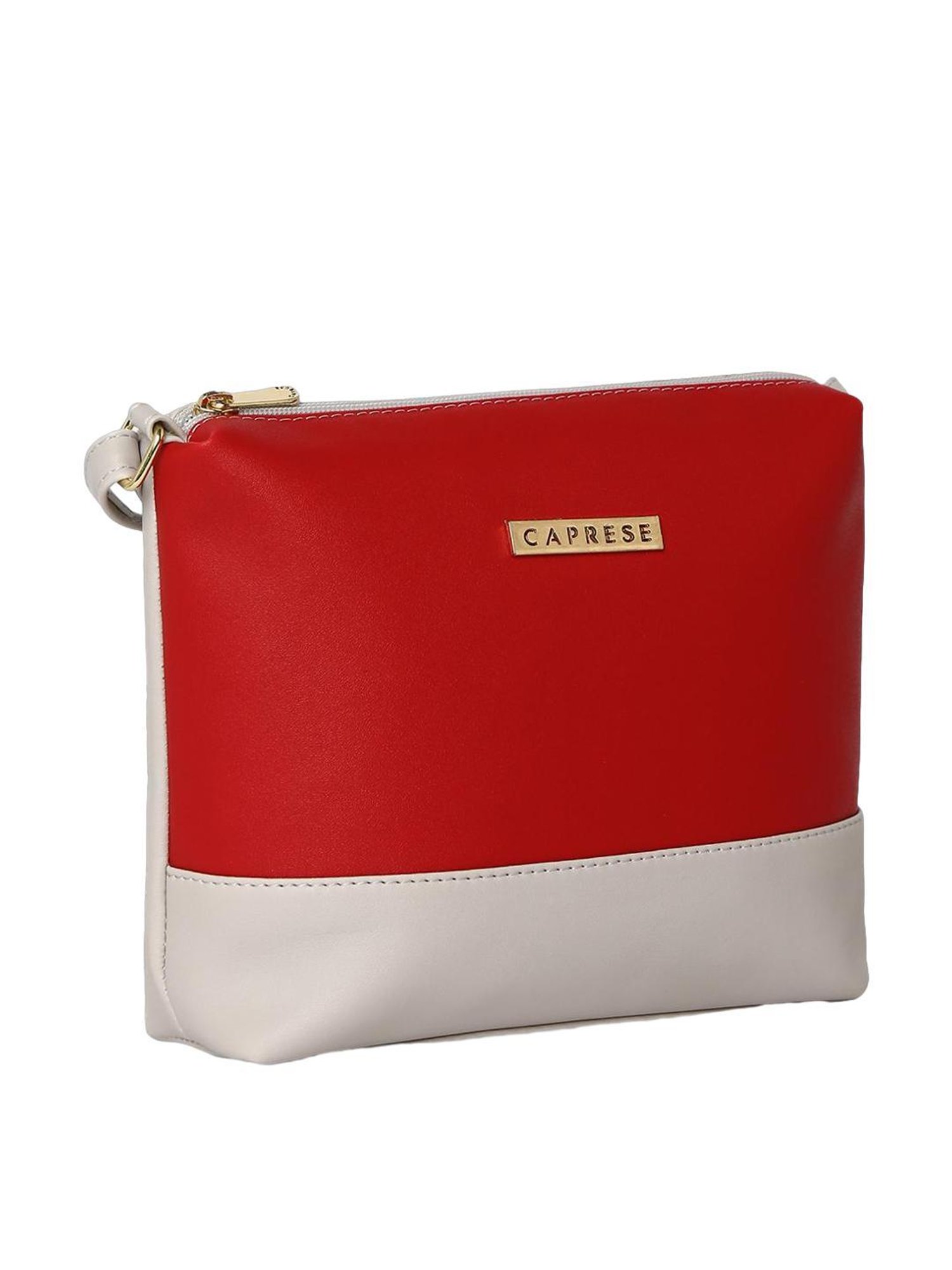 Caprese Brickly Red Faux Leather Solid Sling Handbag