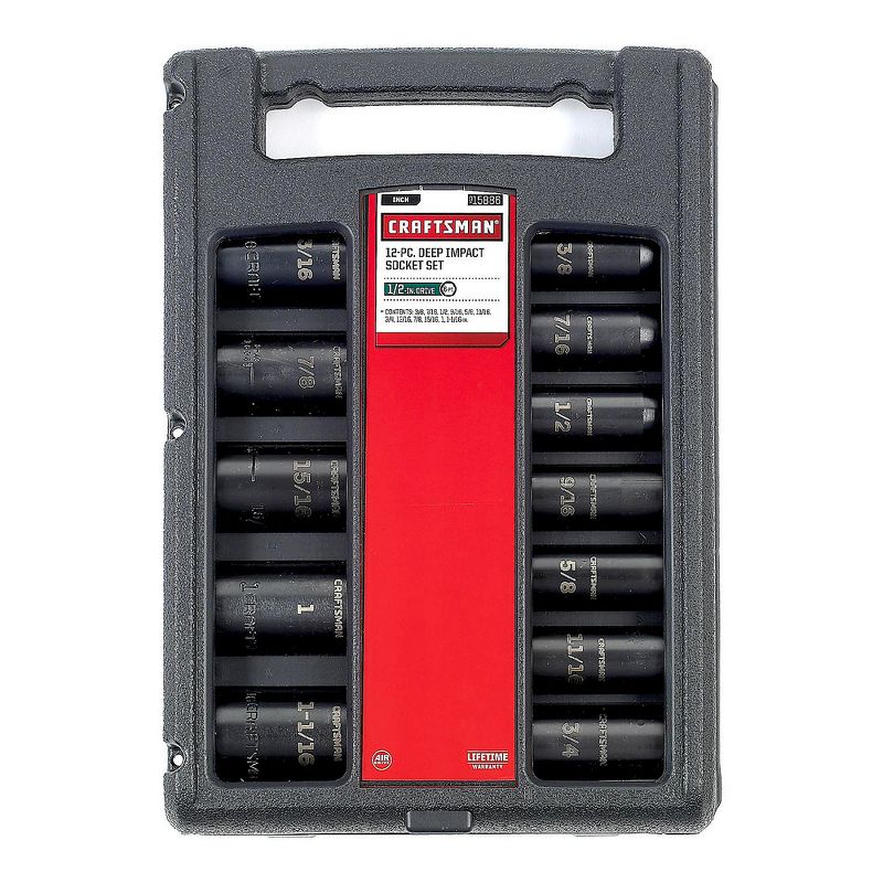 Craftsman 915886 12-Piece Easy-to-Read Standard (SAE) 1/2 in. Deep Impact Socket Set