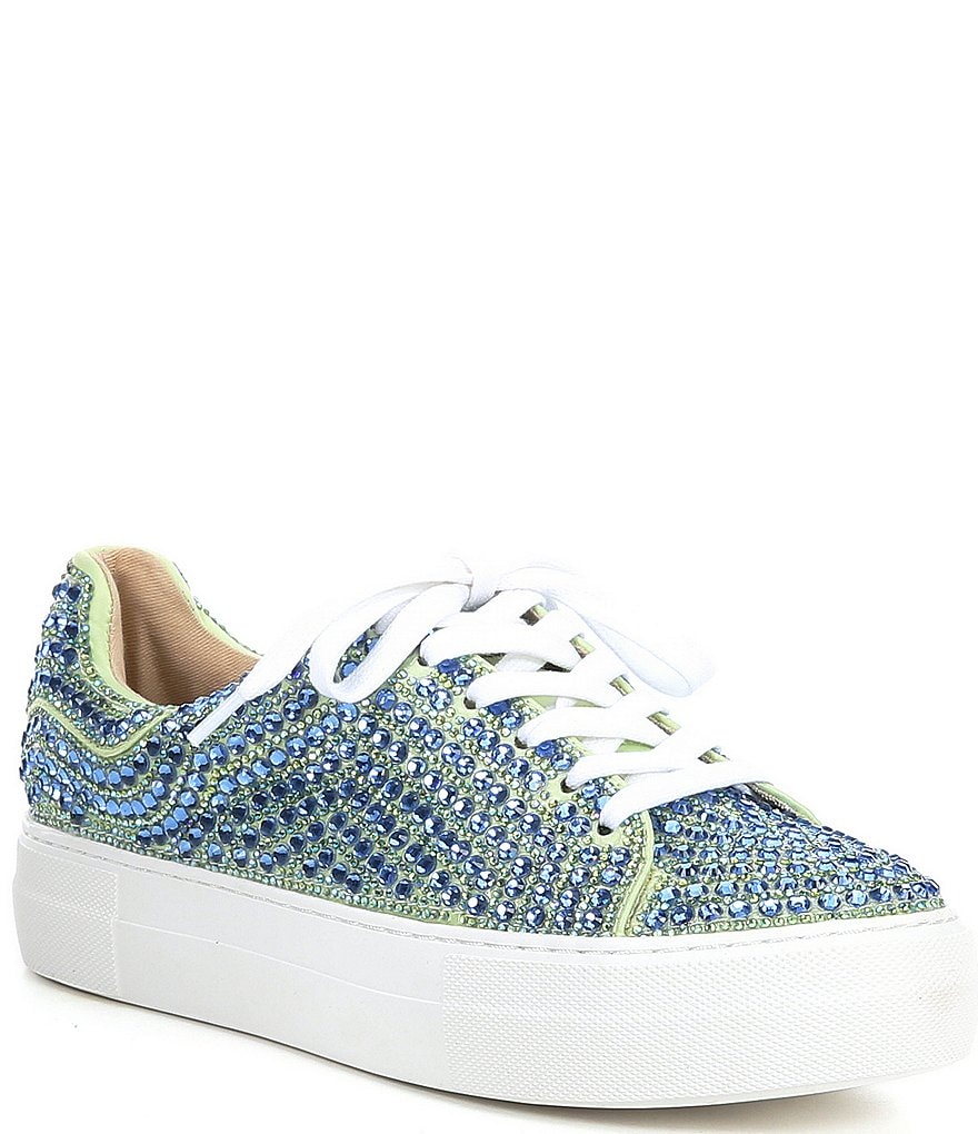 Blue by Betsey Johnson Sidny Rhinestone Embellished Platform Lace-Up Sneakers