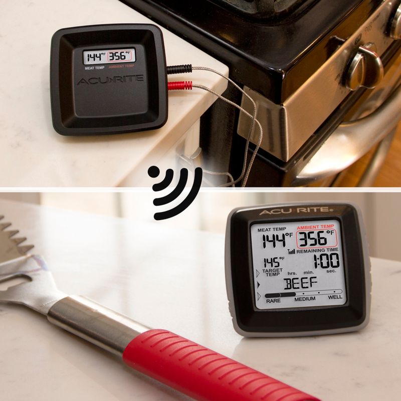AcuRite Digital Meat Thermometer with Wireless Display Black