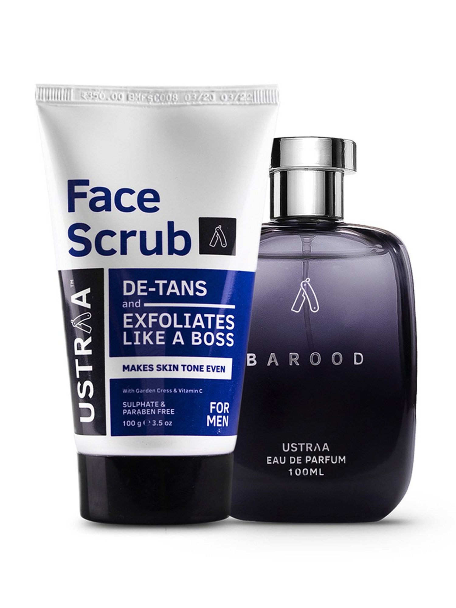 Ustraa Barood Eau De Parfum & De-Tans Face Scrub - Set of 2