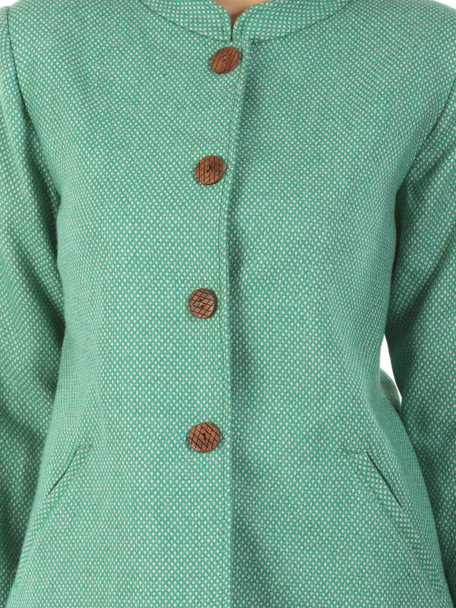 Mustard Green Self Design Jacket