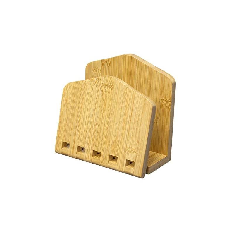 Bamboo Expandable Napkin Holder Organizing Stand, Free-Standing, Kitchen Countertop, Beige