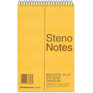 Rediform 36746 Standard Spiral Steno Book, Gregg Rule, 6 x 9, Green, 80 Sheets/Pad