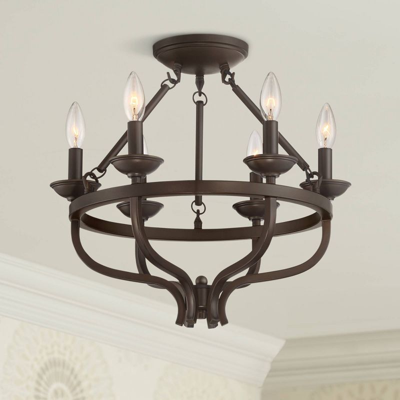 Barnes and Ivy Ceiling Light Semi Flush Mount Fixture Oil Rubbed Bronze 17 3/4" Wide 6-Light Bedroom Kitchen Living Room Hallway
