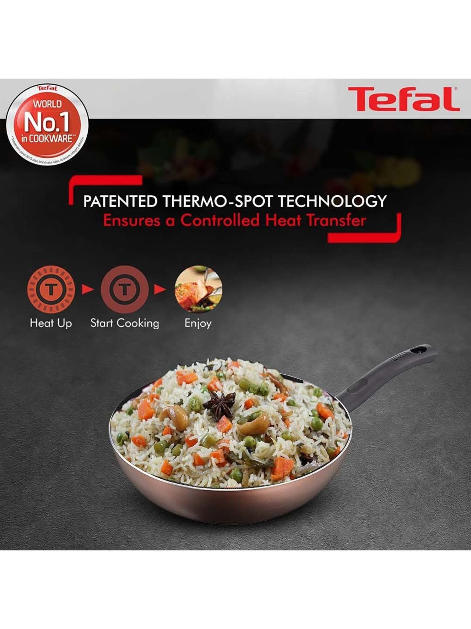 Tefal Super Cook Plus Brown Aluminium 26 cm Non-Stick Coating Finish Wok Pan (1.7 L)