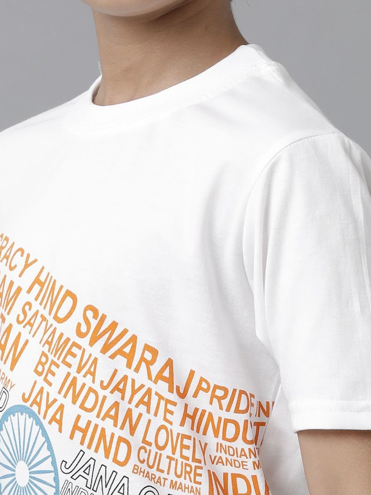 Under Fourteen Only Boys White Cotton Printed T-Shirt