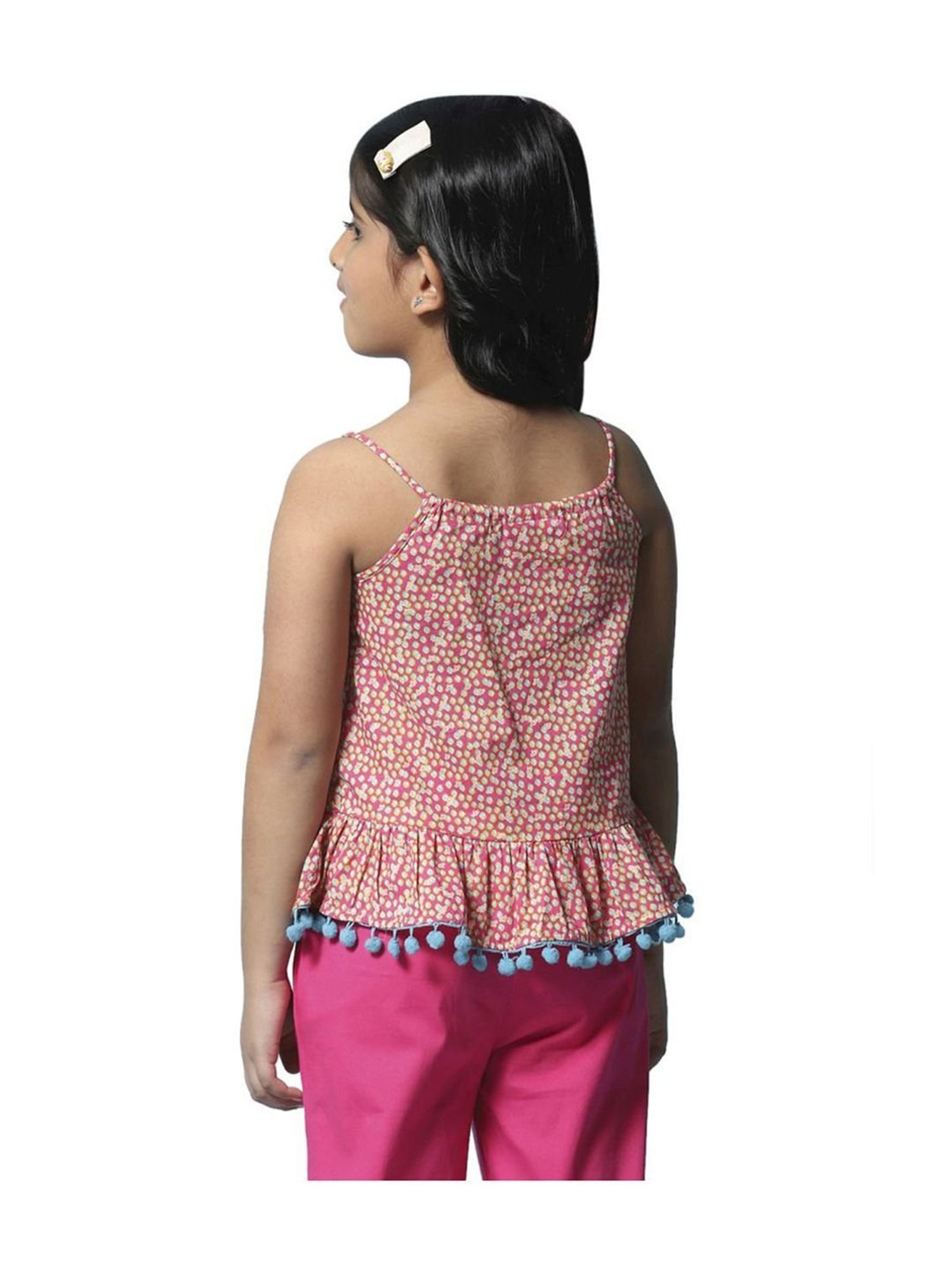 Biba Girls Pink Cotton Printed Top