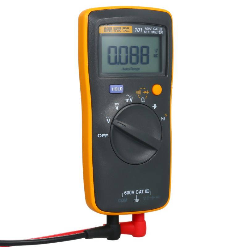 FLUKE F101 Mini Palm-sized Multimeter Portable Digital Multimeter Handheld Voltmeter 600V 6000 Counts Voltage Meter Universal Meter Measuring AC/DC Voltage Resistance Capacitance Frequency Diode