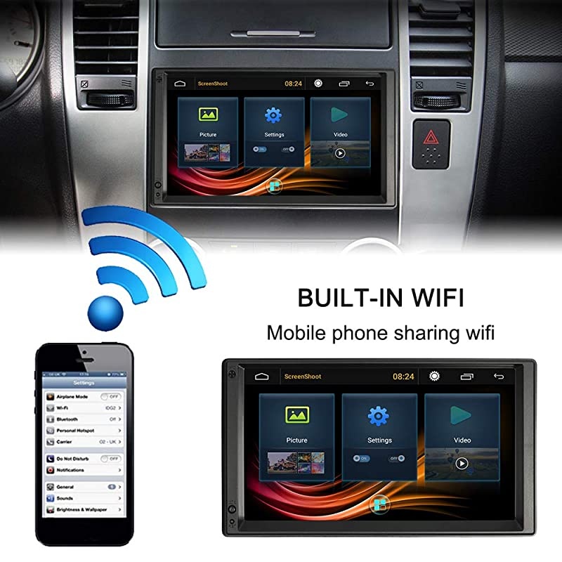 Double Din Car Stereo, 7 inch HD Touch Screen double din stereo MP5 Player in-Dash 2 Din with GPS Navigation WiFi AM/FM CD Play USB BT Multimedia Entertainment