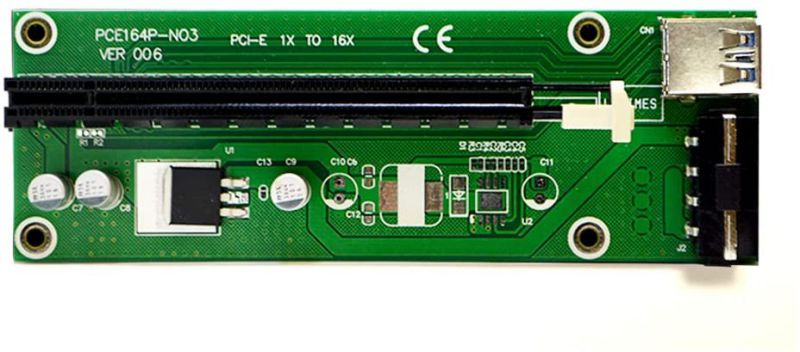 6-Pack PCIe 4-Pin MOLEX PCI-E 16x to 1x Powered Riser Adapter Card w/ 60cm USB 3.0 Extension Cable & MOLEX to SATA Power Cable - GPU Riser Adapter Ethereum Mining ETH