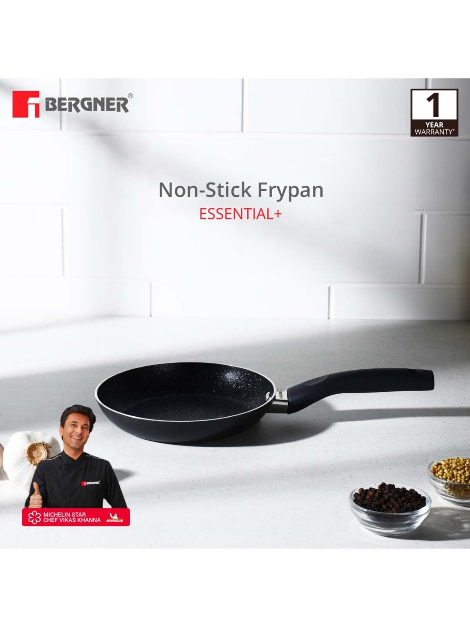 Bergner Black Aluminium Frypan - Set of 1