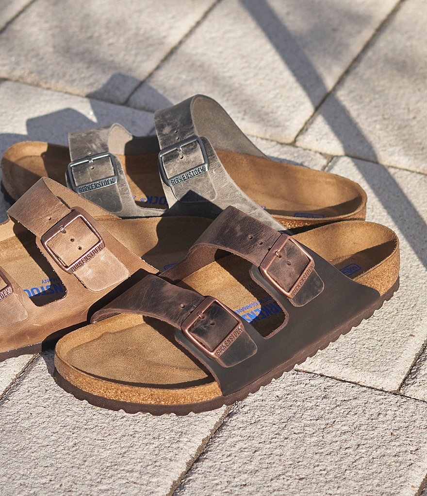 Birkenstock Arizona Men's Oiled Leather Soft Footbed Slip On Sandals