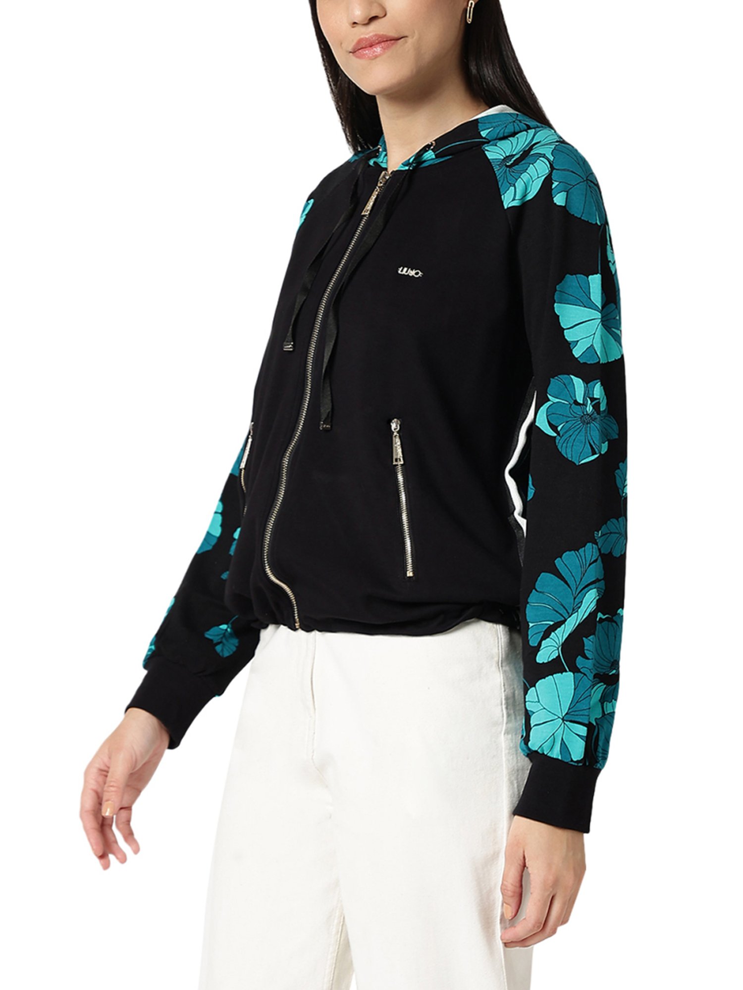 Liu Jo Flower Everglow & Nero Floral Regular Fit Hoodie