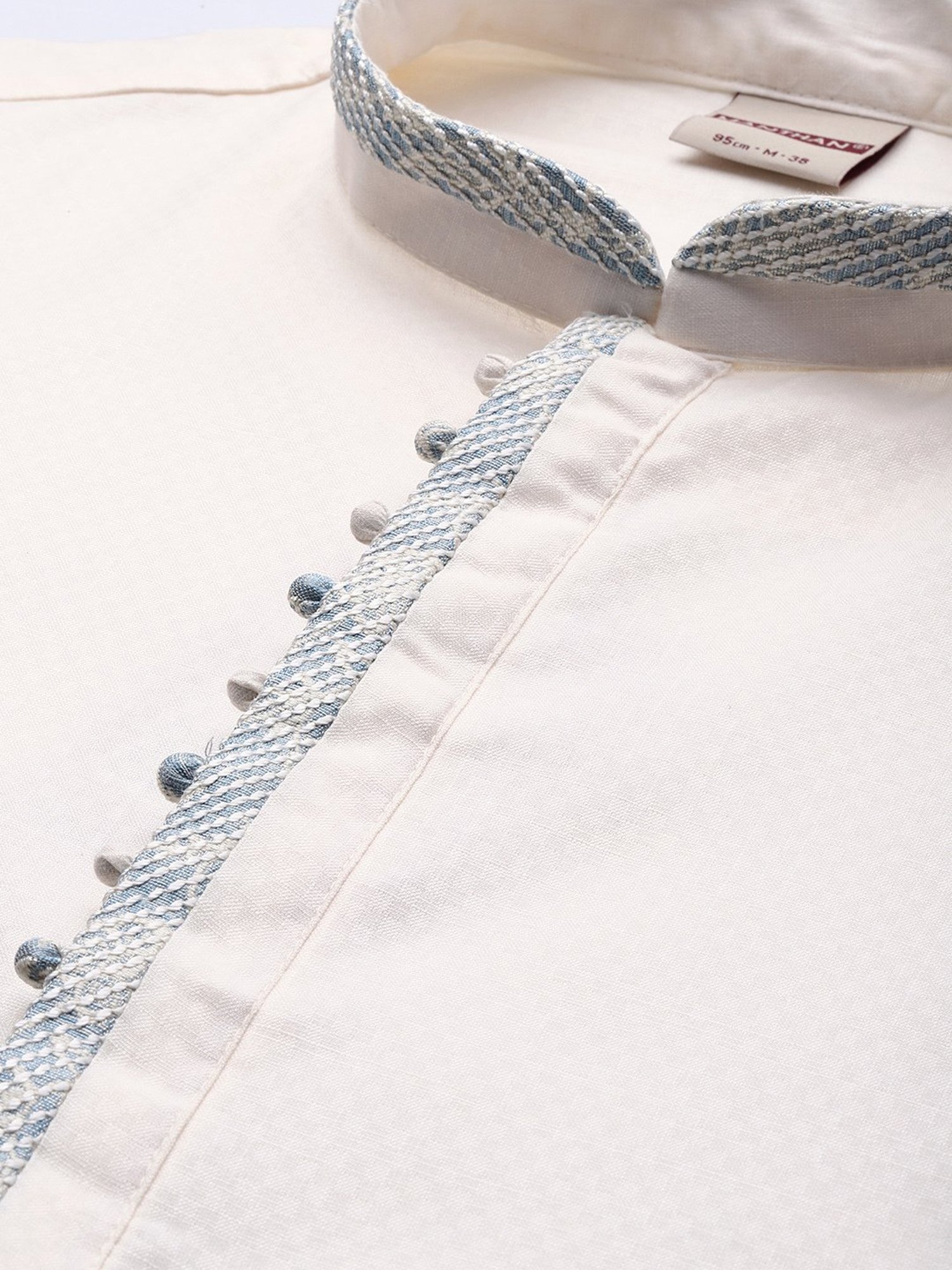 Manthan Cream Regular Fit Self Design Kurta & Pyjamas Set