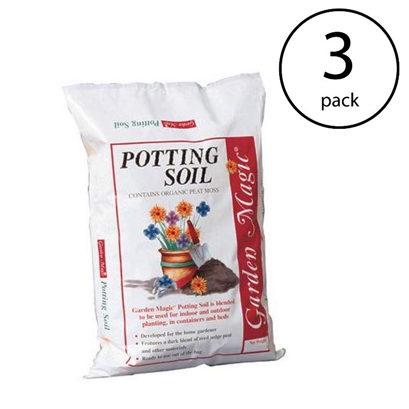 Michigan Peat Garden Magic Indoor and Outdoor Organic Planting Potting Top Soil Blend Mix, 40 Pound Bag (3 Pack)