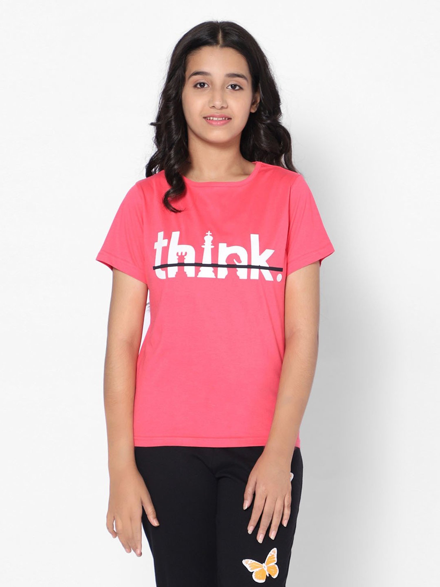 TeenTrums Girls Pink Printed T-Shirt
