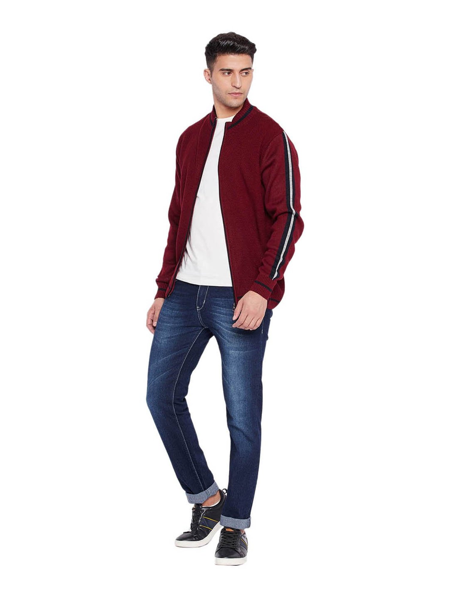 Cantabil Maroon Regular Fit Sweater